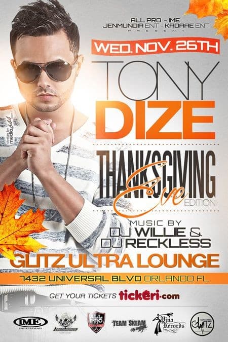 Event - Tony Dize - Orlando, Florida - November 26, 2014 | concert tickets