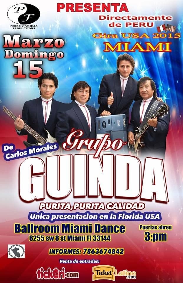 Event - Grupo Guinda en Miami - Miami, Florida - March 15, 2015 | concert tickets