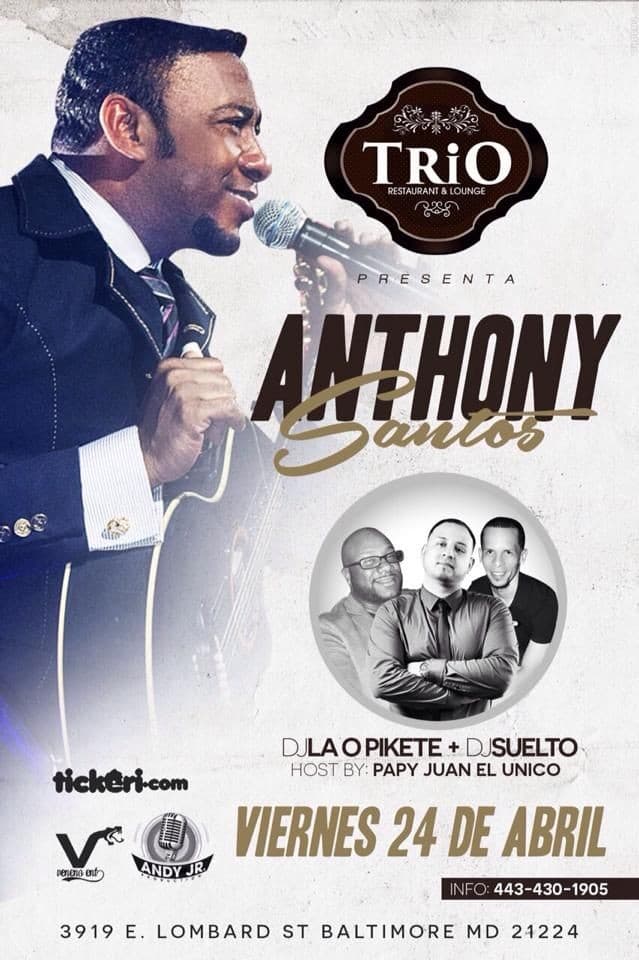 Event - Anthony Santos en Baltimore - Baltimore, Maryland - April 24, 2015 | concert tickets