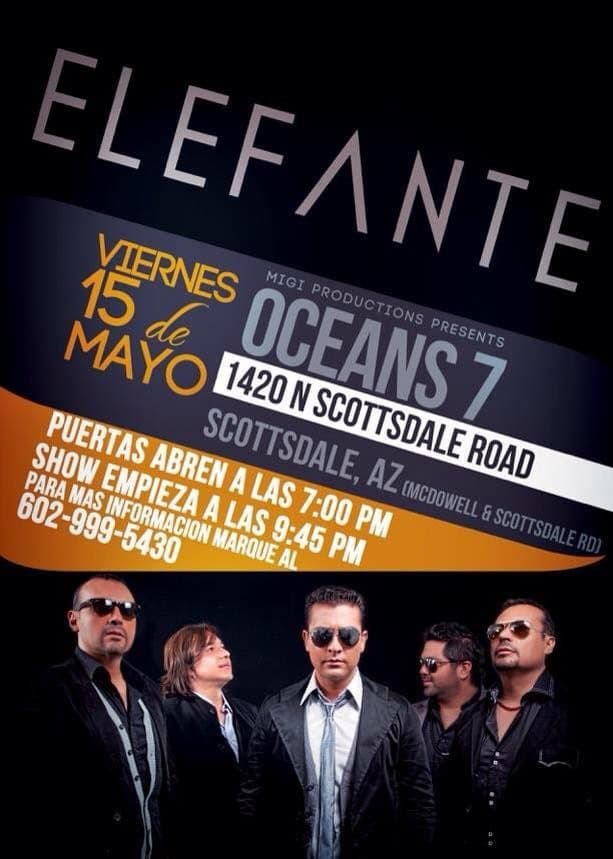 Event - Elefante en Scottsdale Arizona - Scottsdale, Arizona - May 15, 2015 | concert tickets