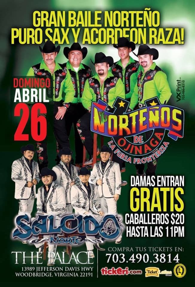 Event - Nortenos de Ojinaga y Salcido Norte en Virginia - Woodbridge, Virginia - April 26, 2015 | concert tickets