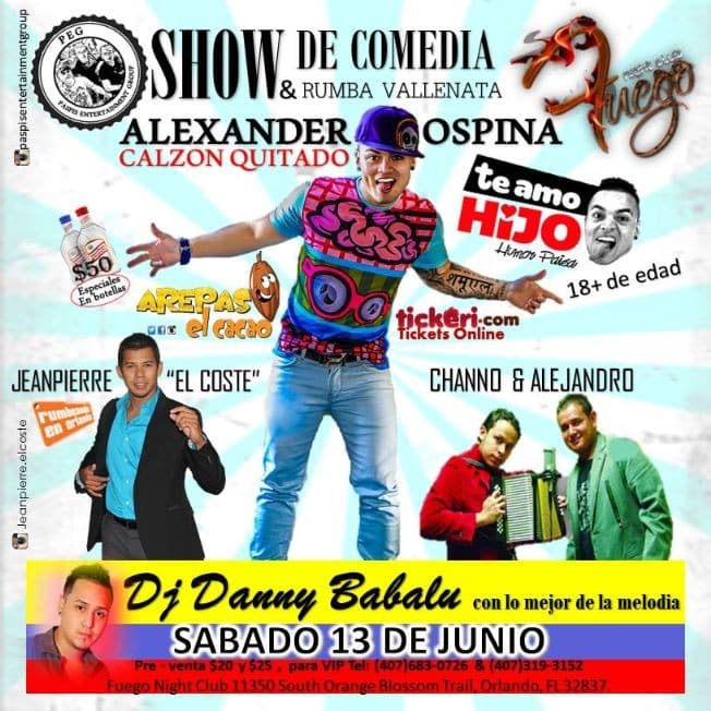 Event - Alexander Ospina - Te Amo Hijo - Orlando, Florida - June 13, 2015 | concert tickets