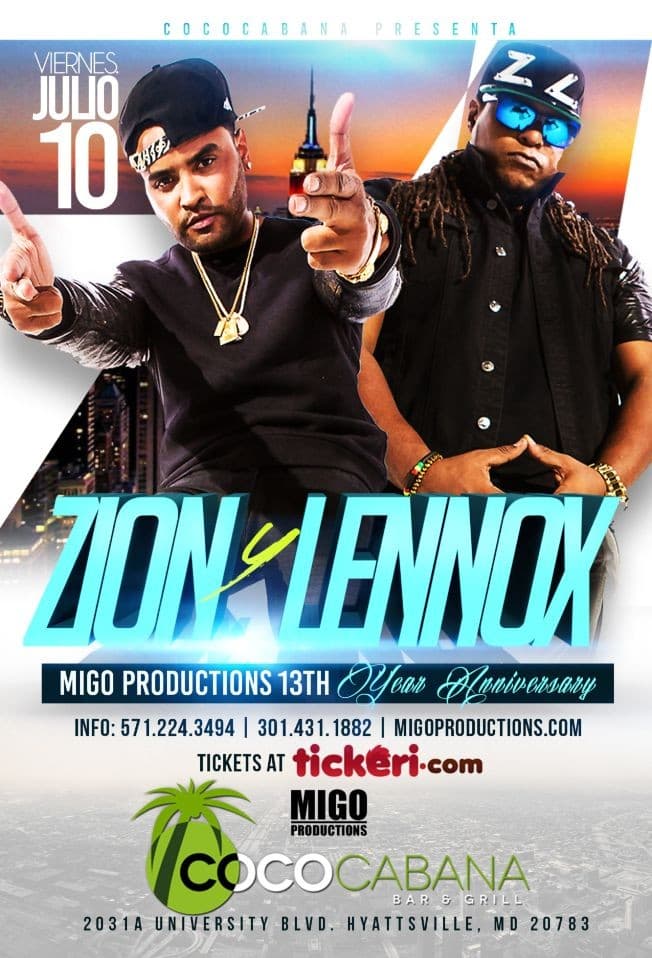 Event - Zion y Lennox - Adelphi, Maryland - July 10, 2015 | concert tickets