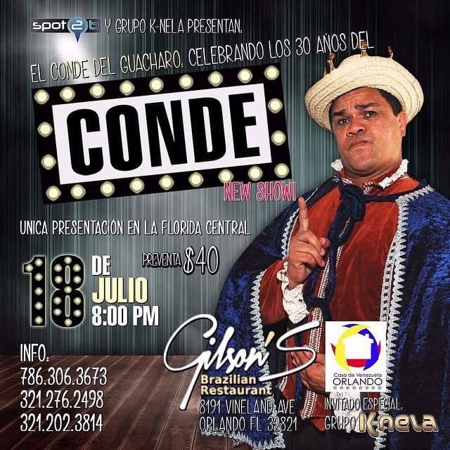 Event - El Conde del Guacharo en Orlando - Orlando, Florida - July 18, 2015 | concert tickets