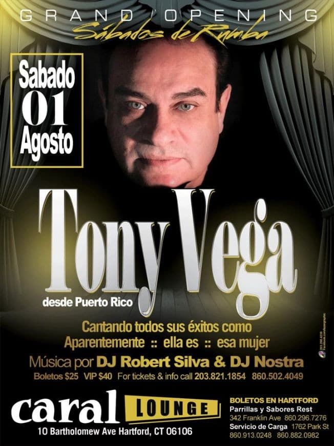 Event - Tony Vega en Hartford Connecticut - Hartford, Connecticut - August 1, 2015 | concert tickets