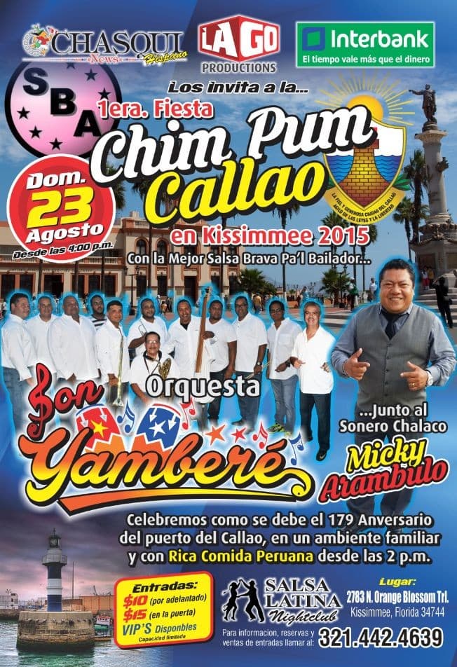 Event - 1ra Fiesta "Chim Pum" Callao en Kissimmee - Kissimmee, Florida - August 23, 2015 | concert tickets