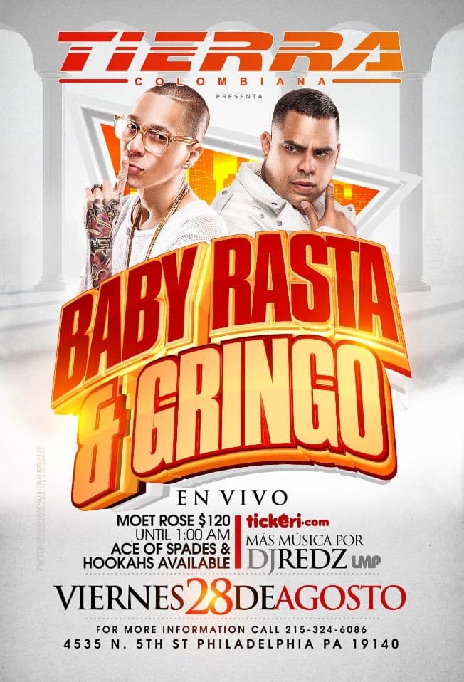 Event - BABY RASTA y GRINGO! en Philadelphia - North Bergen, New Jersey - August 28, 2015 | concert tickets