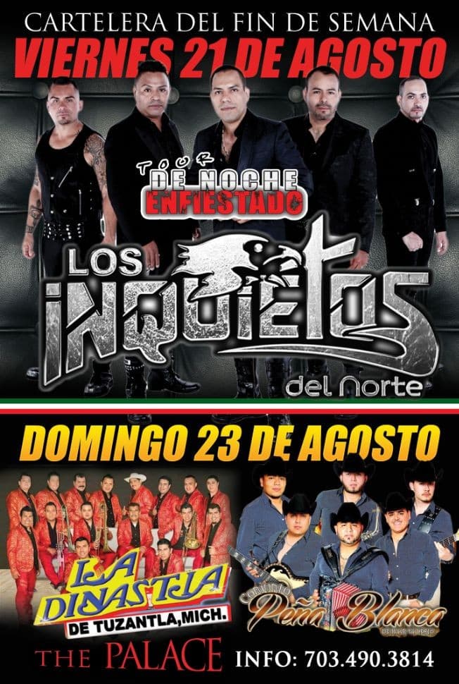 Event - Los Inquietos del Norte en Virginia DE NOCHE ENFIESTADO TOUR!!! - Woodbridge, Virginia - August 21, 2015 | concert tickets