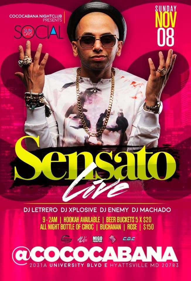 Event - Sensato Live at Coco Cabana - Adelphi, Maryland - November 8, 2015 | concert tickets