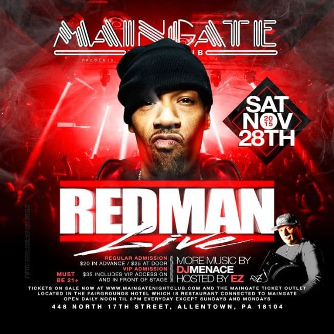 Event - Redman Live on Stage @ MainGate - Allentown, Pennsylvania - November 28, 2015 | concert tickets