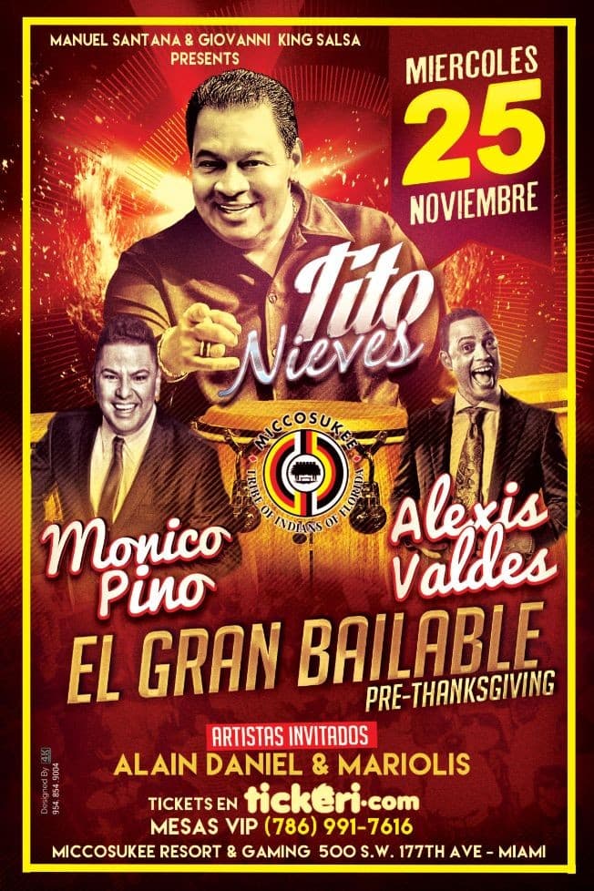 Event - Tito Nieves en Miami - Miami, Florida - November 25, 2015 | concert tickets