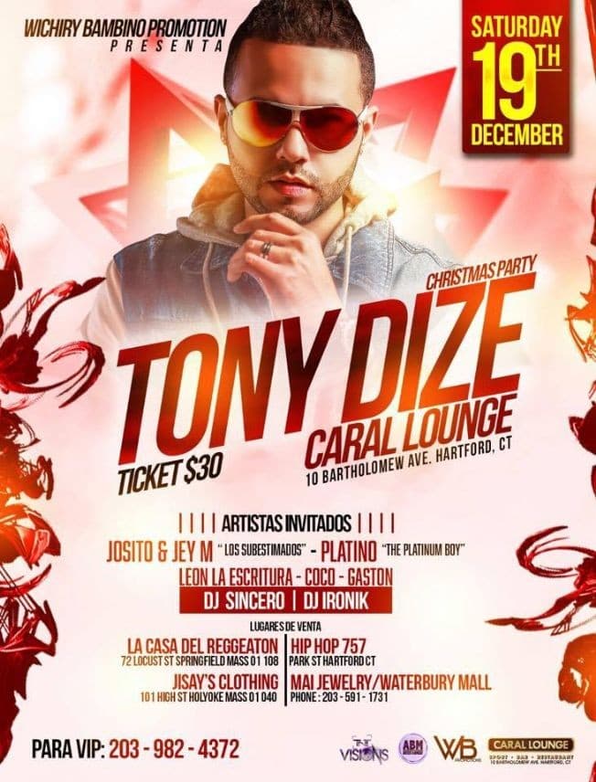 Event - Tony Dize en Connecticut - Hartford, Connecticut - December 19, 2015 | concert tickets