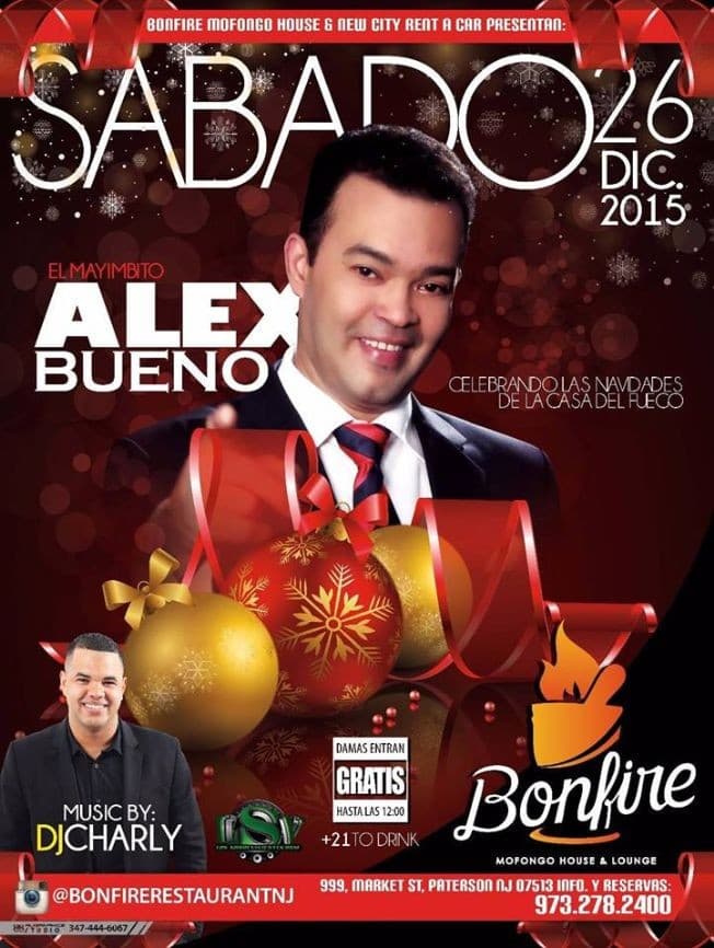 Event - Alex Bueno en Paterson NJ - Paterson, New Jersey - December 26, 2015 | concert tickets