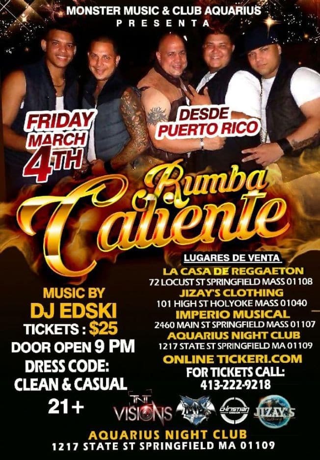 Event - Rumba Caliente desde Puerto Rico a Springfield Massachusetts - Springfield, Massachusetts - March 4, 2016 | concert tickets