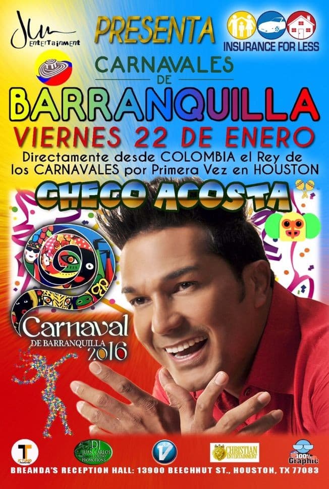 Event - Carnavales de Barranquilla con Checo Acosta en Houston - Houston, Texas - January 22, 2016 | concert tickets