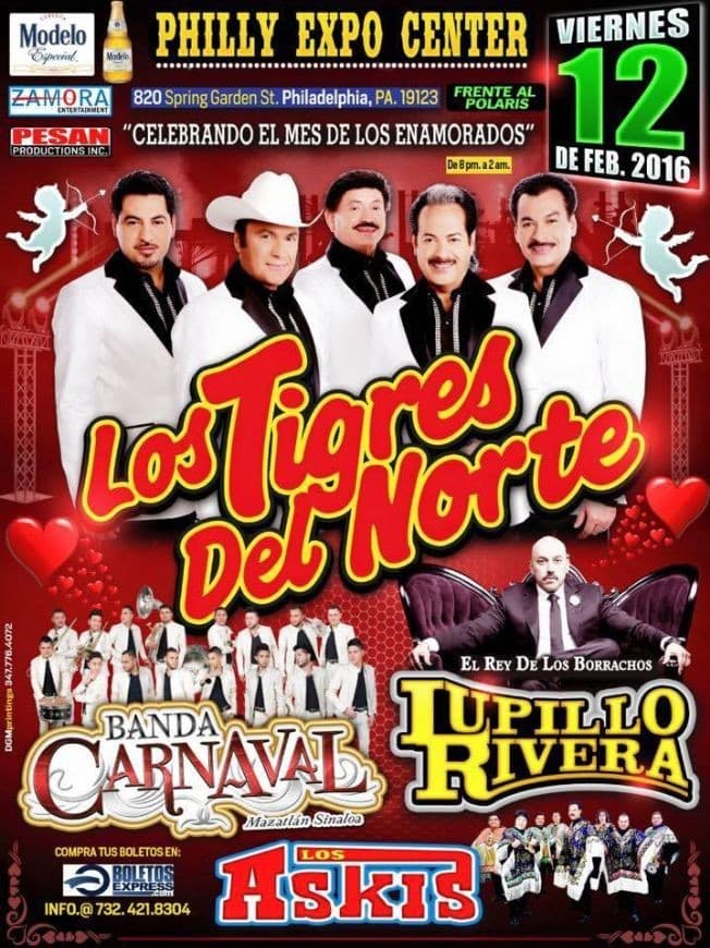 Event - Los Tigres del Norte en Philadelphia - Philadelphia, Pennsylvania - February 12, 2016 | concert tickets