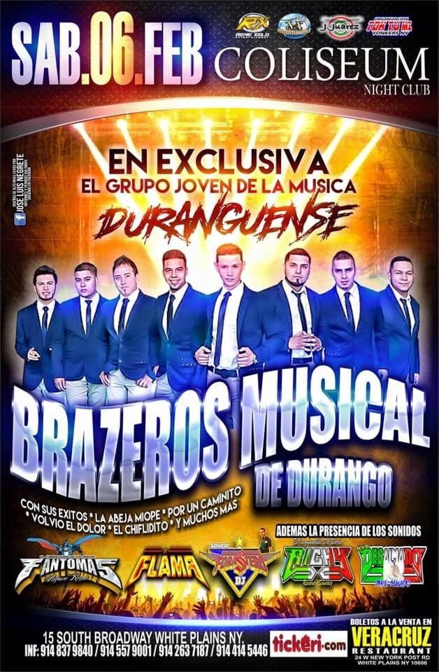 Event - Brazeros Musical de Durango en White Plains NY - White Plains, New York - February 6, 2016 | concert tickets