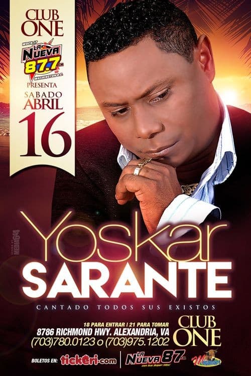 Event - Yoskar Sarante en Virginia - Alexandria, Virginia - April 16, 2016 | concert tickets