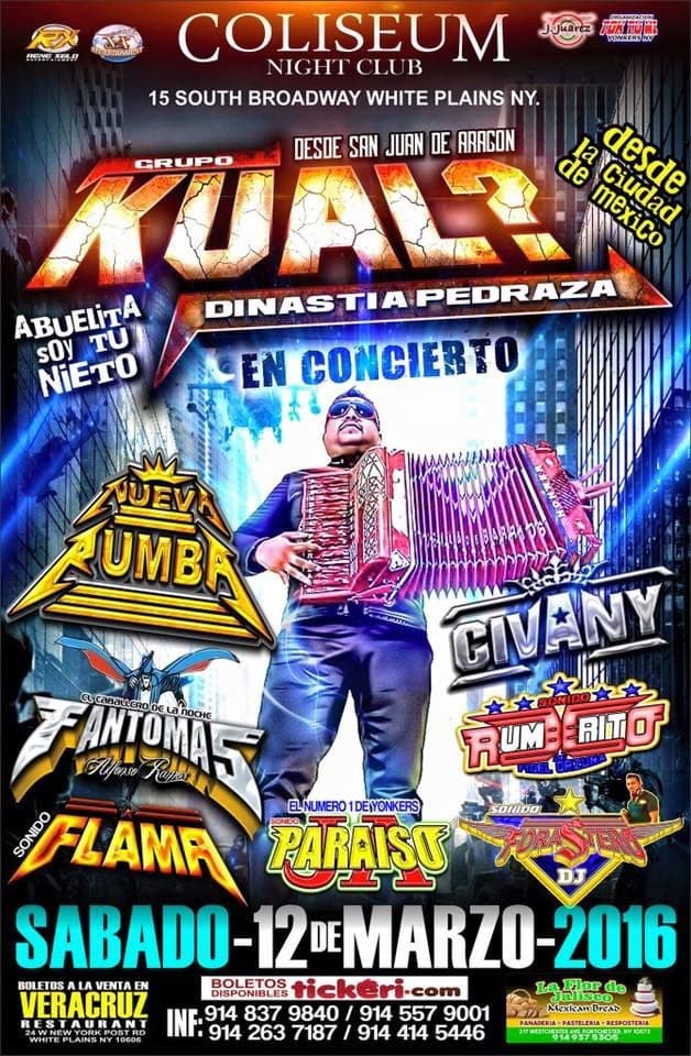 Event - Grupo KUAL? en Concierto en White Plain NY - White Plains, New York - March 12, 2016 | concert tickets