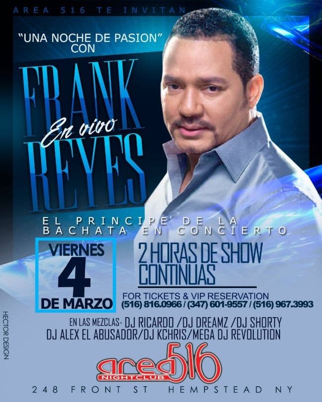 Event - Frank Reyes en Hempstead NY - Hempstead, New York - March 4, 2016 | concert tickets