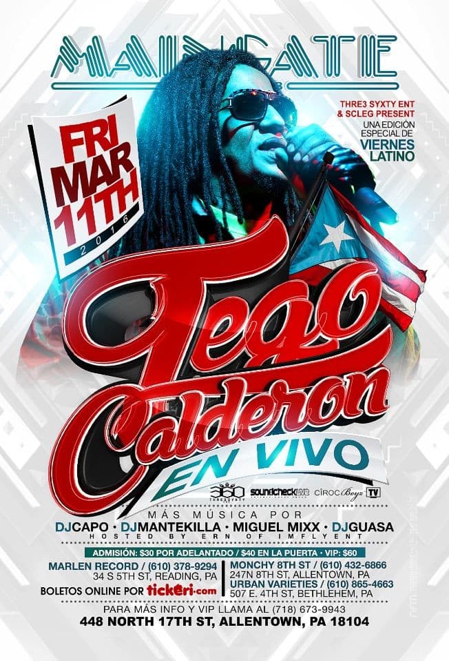 Event - TEGO CALDERON En VIVO @ MainGate Nightclub - Allentown, Pennsylvania - March 11, 2016 | concert tickets