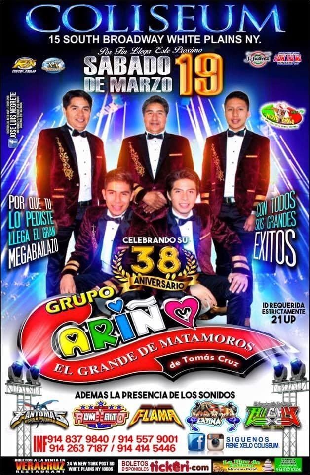 Event - Grupo Cariño en White Plains NY - White Plains, New York - March 19, 2016 | concert tickets