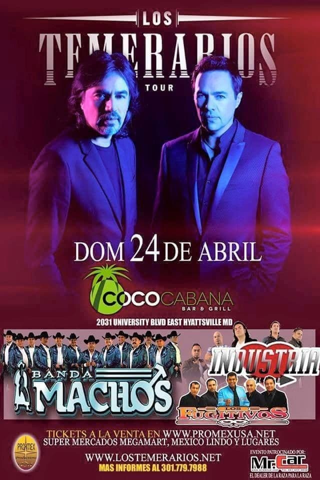 Event - Los Temerarios en Hyatsville, MD - Adelphi, Maryland - April 24, 2016 | concert tickets