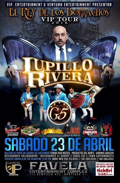 Event - Lupillo Rivera & G5 Norteño Banda in Hartford, CT - Hartford, Connecticut - April 23, 2016 | concert tickets