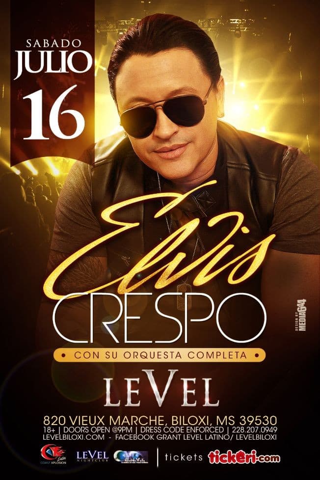 Event - Elvis Crespo - Biloxi, Mississippi - July 16, 2016 | concert tickets