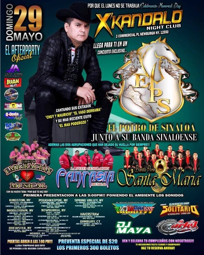 Event - El Potro De Sinaloa Junto a su banda Sinaloense en Newburgh,NY - Newburgh, New York - May 29, 2016 | concert tickets