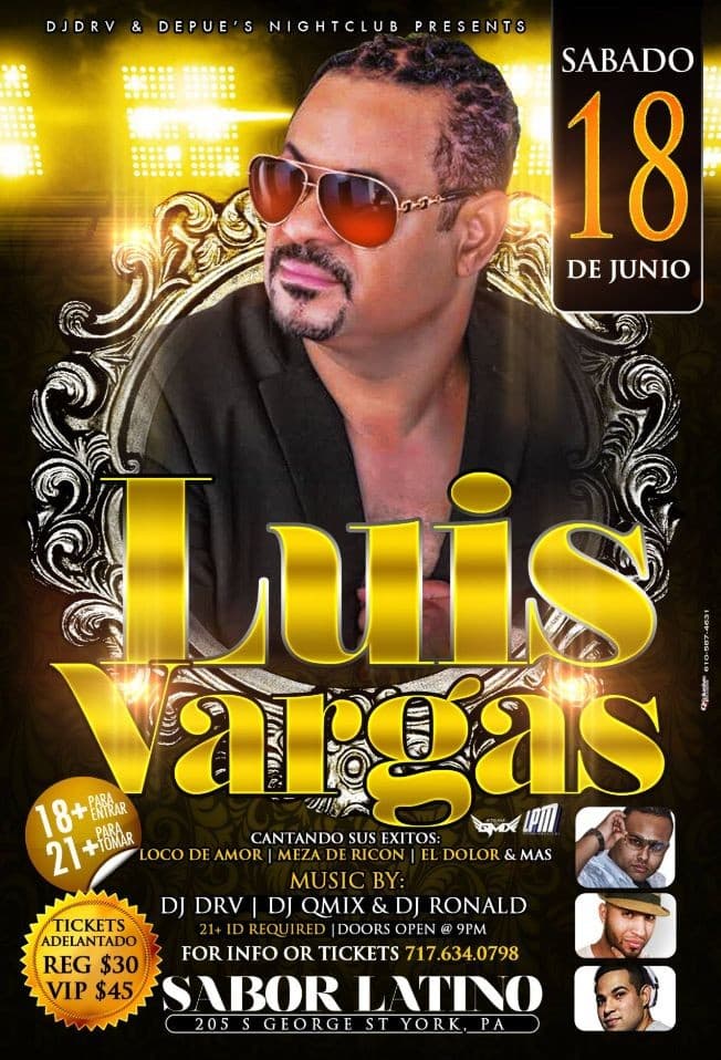 Event - Luis Vargas En Vivo - York, Pennsylvania - June 18, 2016 | concert tickets