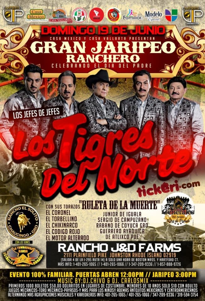 Event - Los Tigres del Norte en Johnston RI - Johnston, Rhode Island - June 19, 2016 | concert tickets