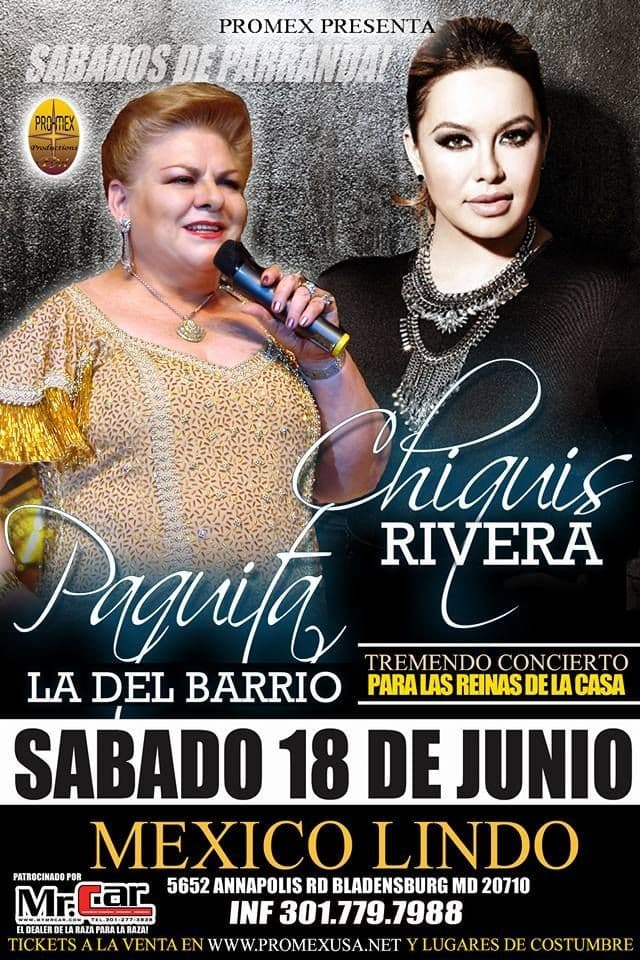 Event - Paquita La Del Barrio CANCELADO - Bladensburg, Maryland - June 18, 2016 | concert tickets