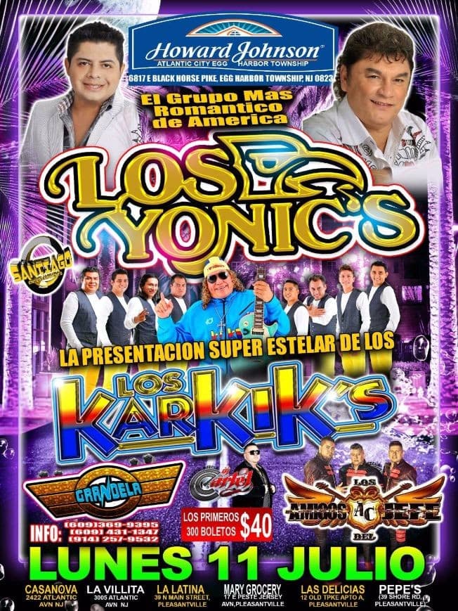 Event - Los Yonic's & Los Karkik's en concierto - Egg Harbor Township, New Jersey - July 11, 2016 | concert tickets