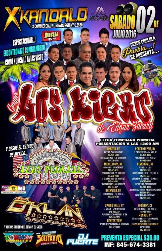 Event - Los Kiero de Edgar Zacaray en concierto! - Newburgh, New York - July 2, 2016 | concert tickets