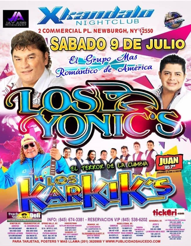 Event - Los Yonic's & Los Karkik's en concierto - Newburgh, New York - July 9, 2016 | concert tickets