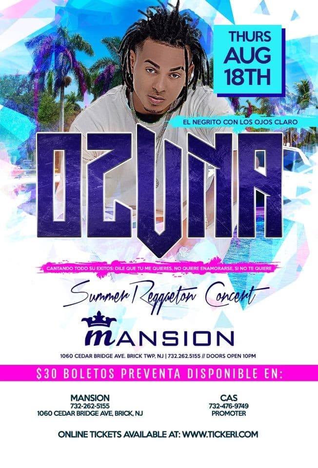 Event - OZUNA LIVE CONCERT - Brick, New Jersey - August 18, 2016 | concert tickets