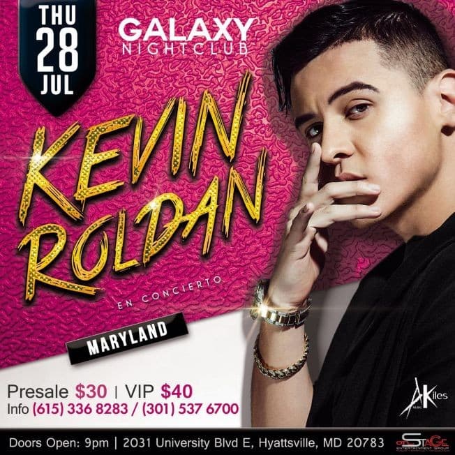 Event - Kevin Roldan en concierto - Adelphi, Maryland - July 28, 2016 | concert tickets