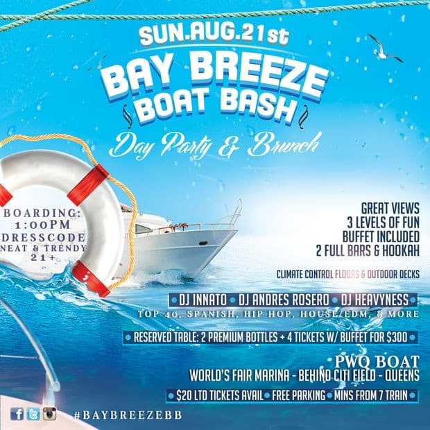 Event - Aug. 21 Sunday Latin BOAT Brunch @ Queens, NY - Queens, New York - August 21, 2016 | concert tickets