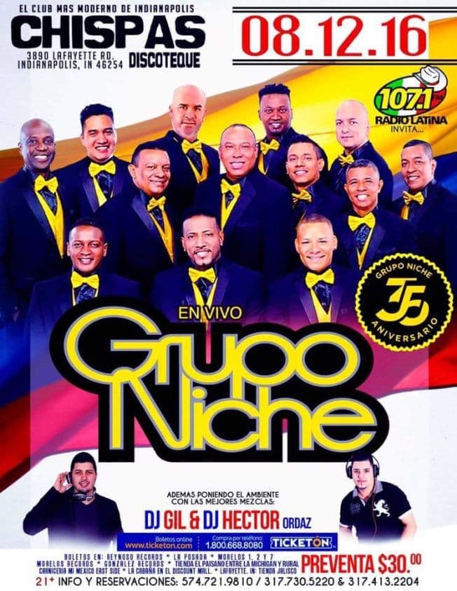 Event - Grupo Niche - Indianapolis, Indiana - August 12, 2016 | concert tickets