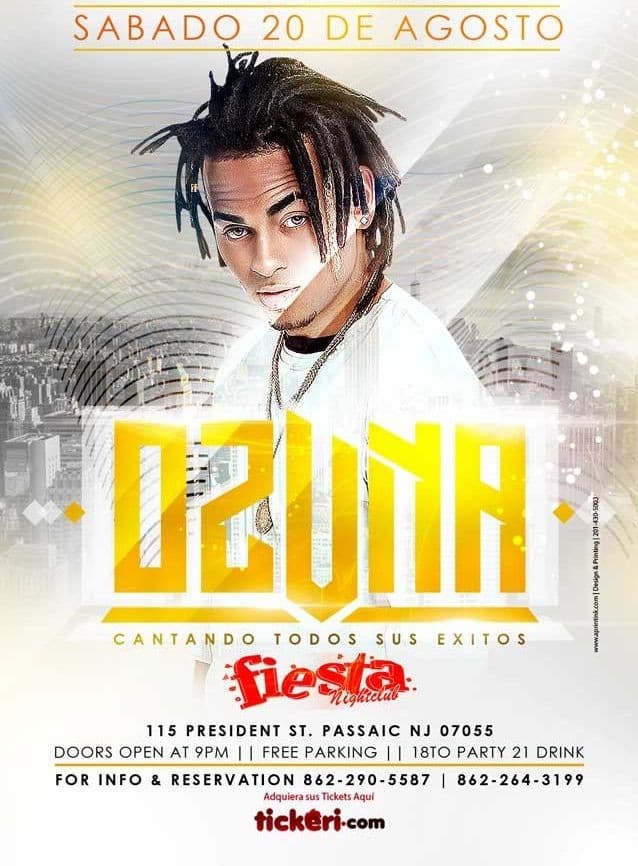 Event - Ozuna "En Concierto" Fiesta Nightclub NJ - Passaic, New Jersey - August 20, 2016 | concert tickets