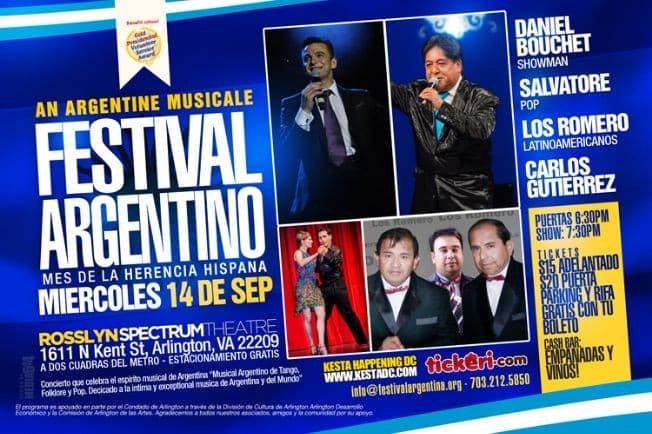 Event - ¡An Argentine Musicale of Tango, Folk, Pop in recognition of Hispanic Heritage Month! - Arlington, Virginia - September 14, 2016 | concert tickets