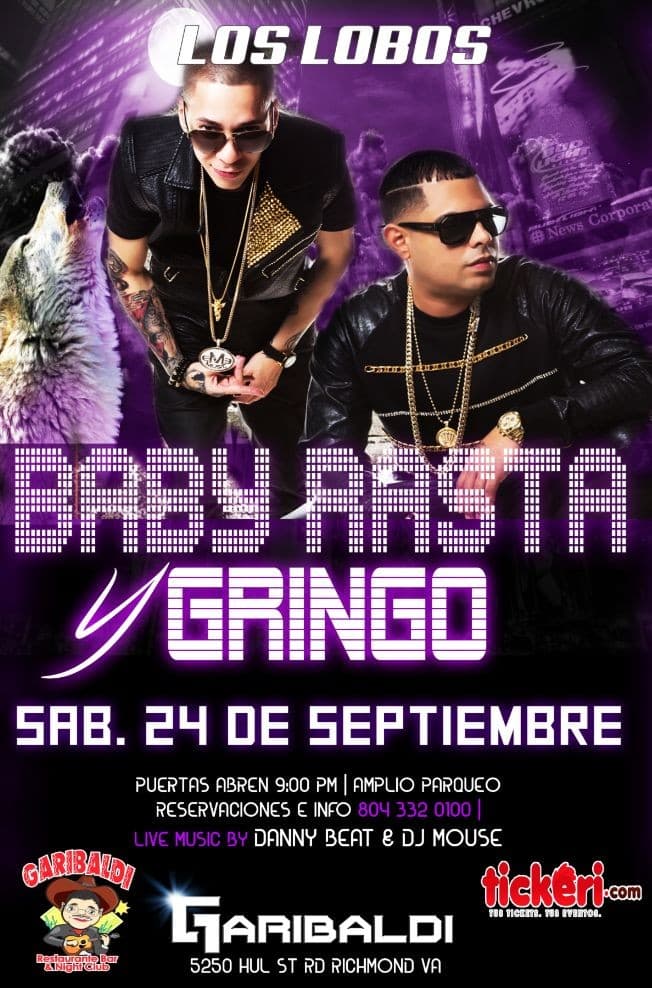 Event - Baby Rasta y Gringo - Richmond, Virginia - September 24, 2016 | concert tickets