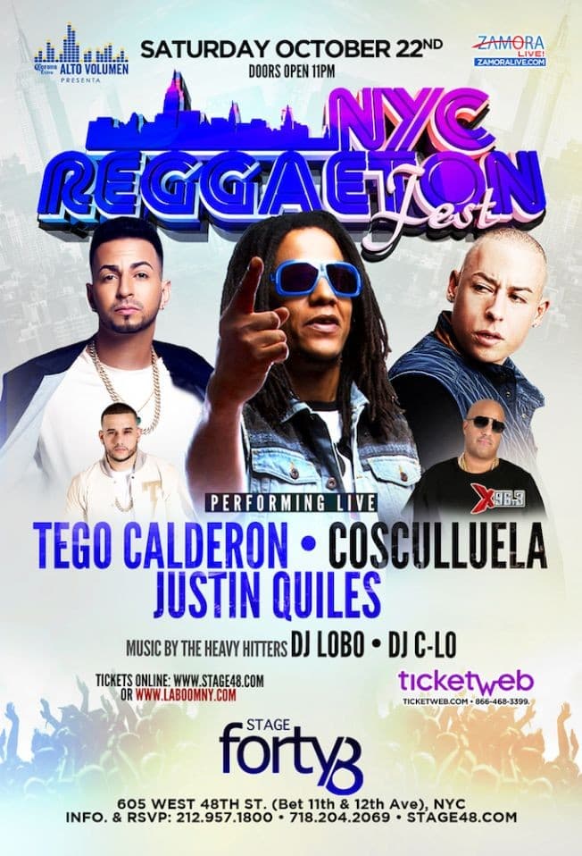 Event - NYC Reggaeton Fest with Tego Calderon, Justin Quiles & Cosculluela - New York, New York - October 22, 2016 | concert tickets