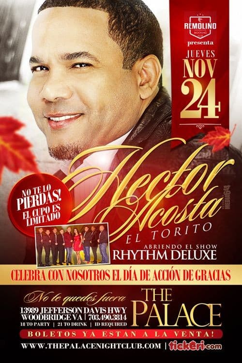 Event - Hector Acosta El Torito en concierto - Woodbridge, Virginia - November 24, 2016 | concert tickets