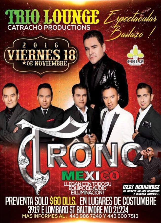 Event - EL TRONO DE MEXICO - Baltimore, Maryland - November 18, 2016 | concert tickets