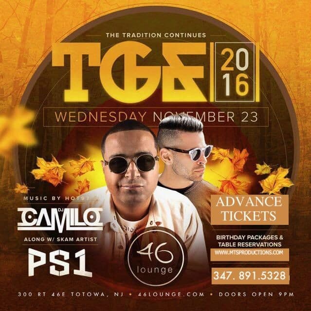 Event - THANKSGIVING EVE PARTY AT 46 LOUNGE NJ. - Totowa, New Jersey - November 23, 2016 | concert tickets