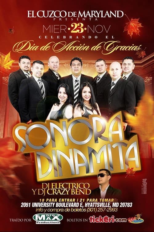 Event - Sonora Dinamita en Concierto - Hyattsville, Maryland - November 23, 2016 | concert tickets