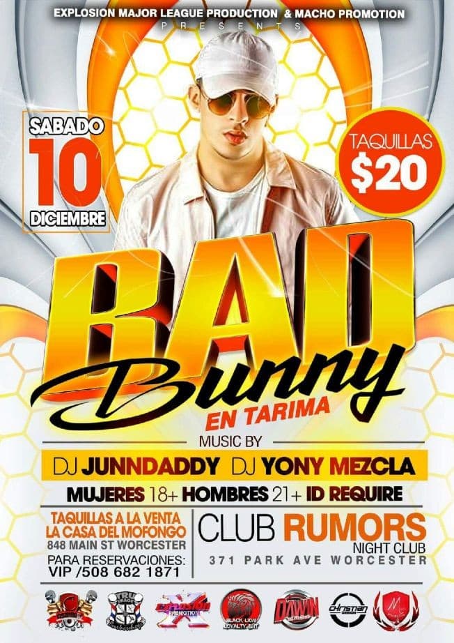 Event - Bad Bunny Live in concert - Worcester, Massachusetts - December 10, 2016 | concert tickets