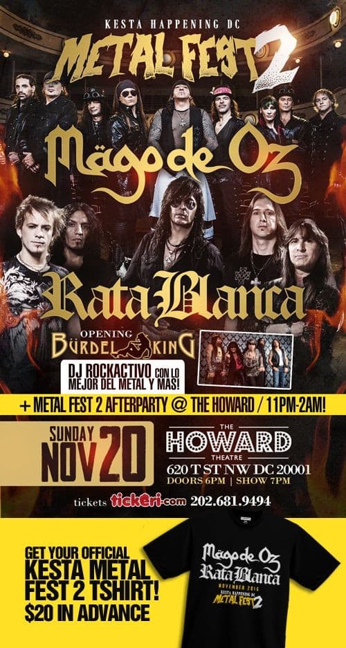 Event - Mago de Oz & Rata Blanca en concierto - Washington, District Of Columbia - November 20, 2016 | concert tickets